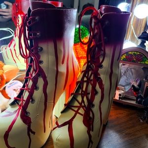 Dolls Kill (Trickz N' Treatz) Halloween bloody platform booties. Size 9.